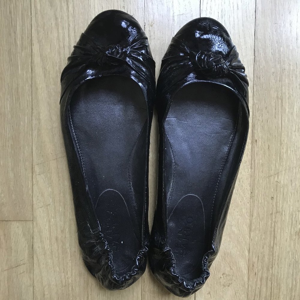 Franco Sarto Black Patent Leather Flats, Sz. 9.5